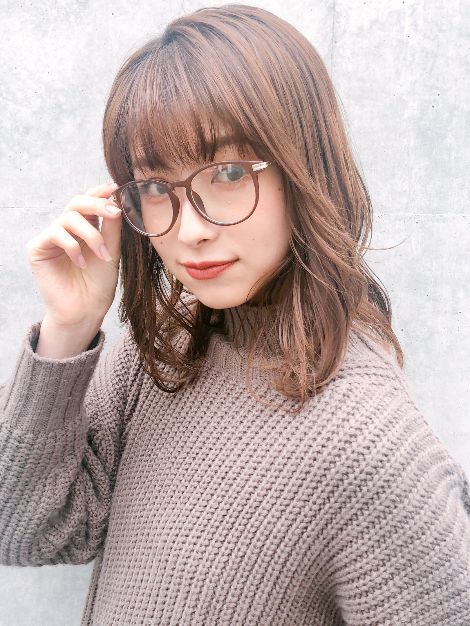 休日でも可愛く＊毛先パーマミディアムレイヤー