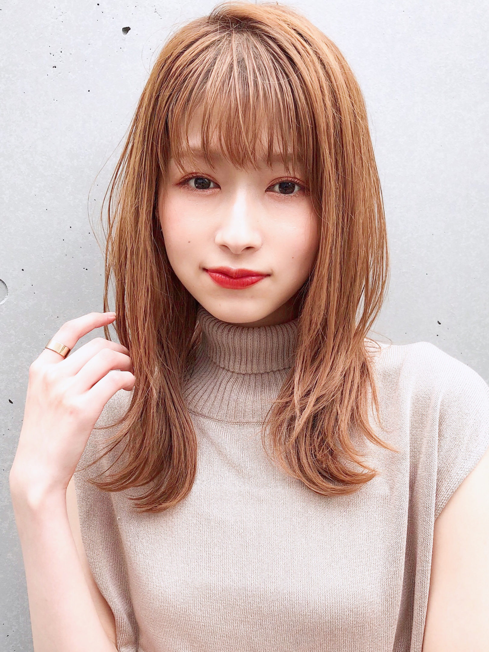 外ハネレイヤーオレンジベージュ