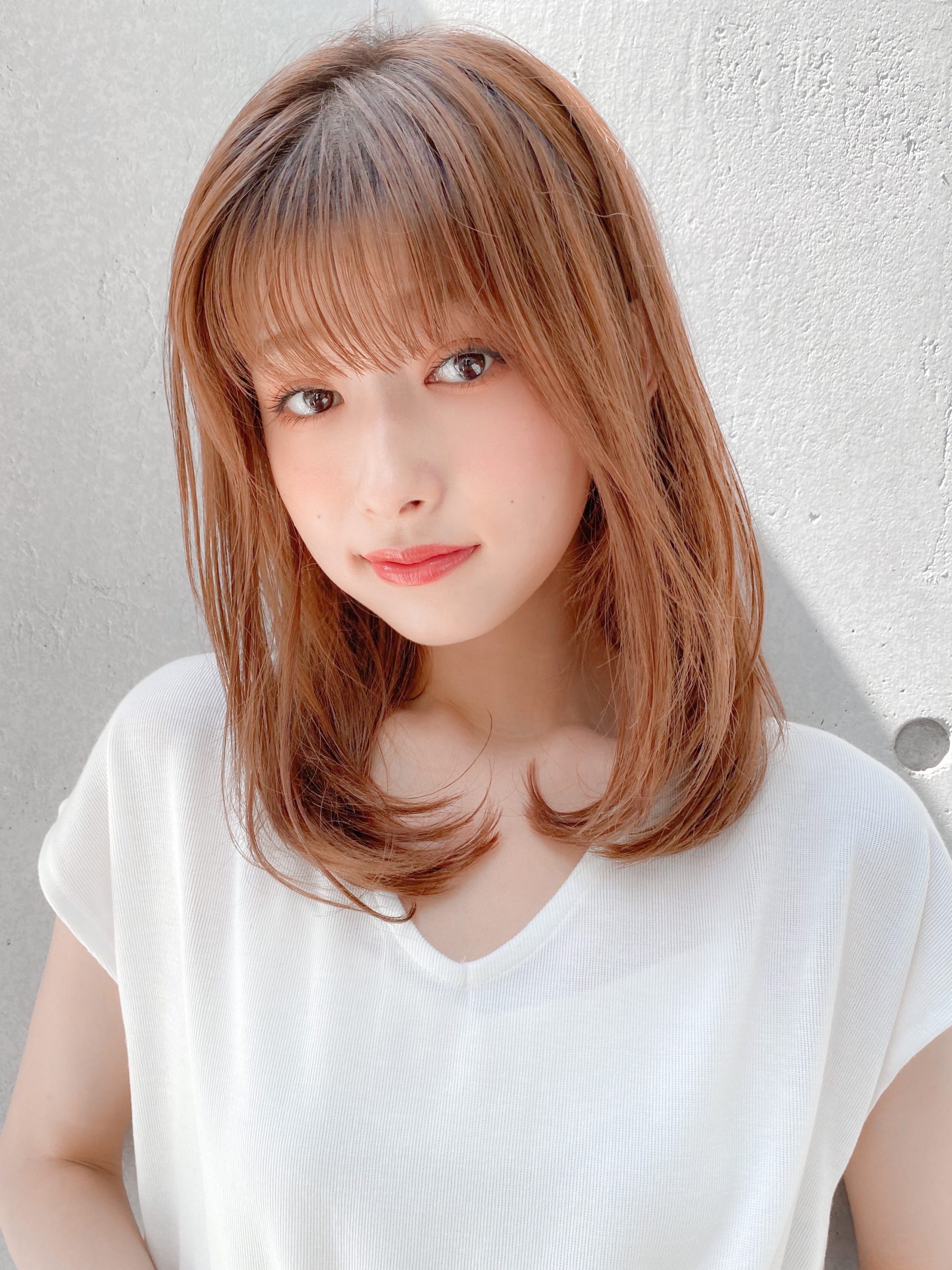 鎖骨でカールするナチュラルヘア！